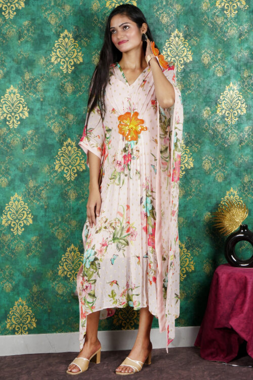 Viscos georgette printed kaftan