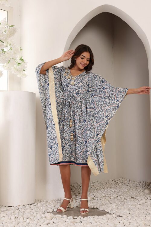 Stylish Printed Cotton Kaftan Dress for Women